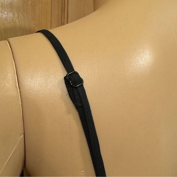 Loft Adjustable Spaghetti Strap Midi Black Dress with Ruffles SZ 4 - Picture 5 of 6